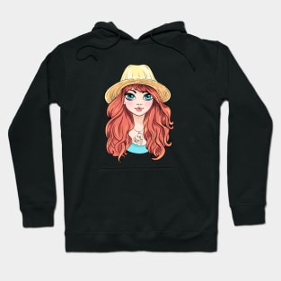 Girl in hat with red hair Hoodie